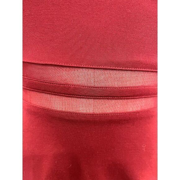 Lulus Yes to the Mesh Skater Dress in Wine Red Size S - Picture 4 of 5